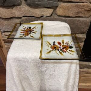 Elegant vintage Floral‎ Glass Plates